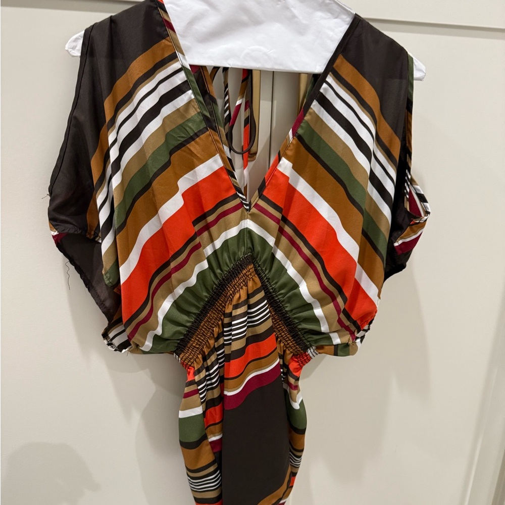 Striped Multicolor V-Neck Women's Top